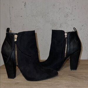 Mossimo Supply Co. Black Ankle Booties with Gold Zippers